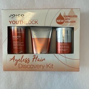 Joico YouthLock Ageless Hair Discovery Set Shampoo, Treatment Mask,Blowout Creme